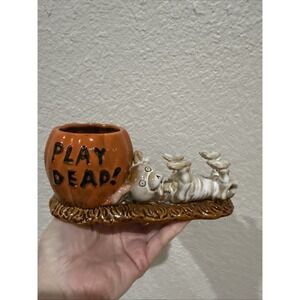 Rare Yankee Candle Boney Bunch Play Dead Dog Tea Light Holder 2012 Retired